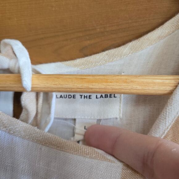 Laude The Label x Madewell Organic Linen Tiered Maxi Dress Tulum Stripe L Boho - Picture 8 of 8